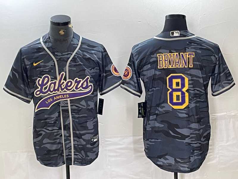 Men's Los Angeles Lakers #8 Kobe Bryant Grey Camo Cool Base Stitched Baseball Jersey,We sell and wholesale Men's Los Angeles Lakers #8 Kobe Bryant Grey Camo Cool Base Stitched Baseball Jersey on line form chian!